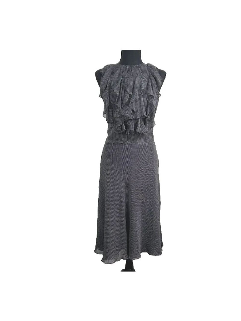 Lauren Ralph Lauren Womens 100% Silk Polka Dot Ruffle Dress Size 10 Black SP EXC
